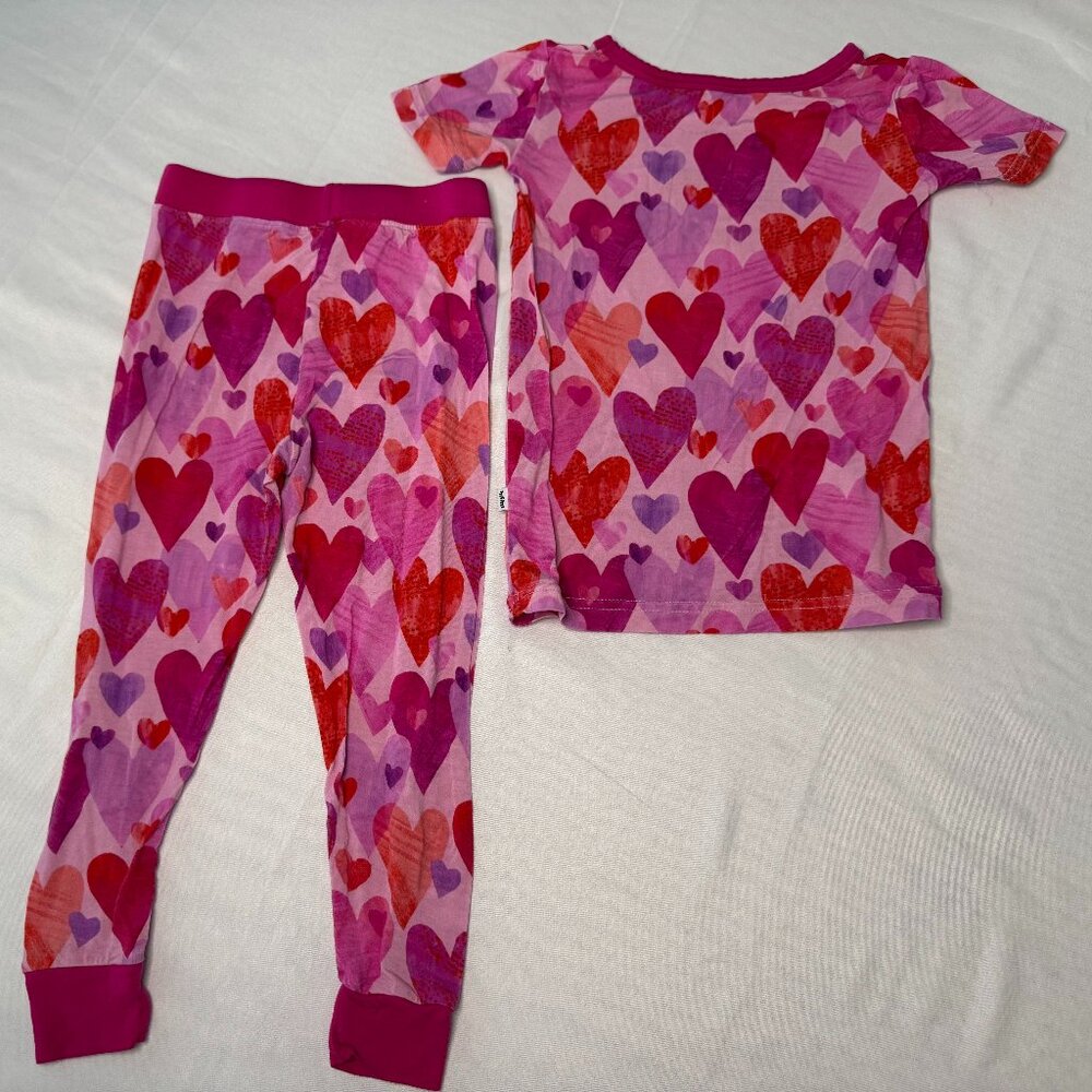 Little Sleepies Pink Watercolor Hearts Valentines Day Pajamas 18-24 M